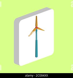 Windmill, wind mill Simple vector icon. Illustration symbol design template for web mobile UI element. Perfect color isometric pictogram on 3d white s Stock Vector