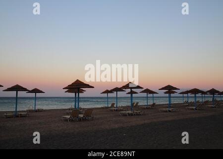 sunset scene from the greece (kos island beach) Stock Photo