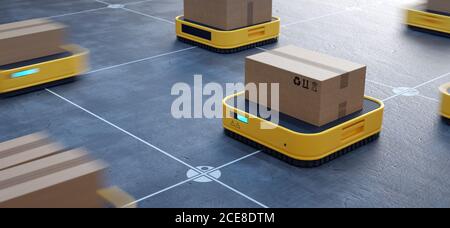 Automated logistics center. Robotized order picking Stock Photo - Alamy