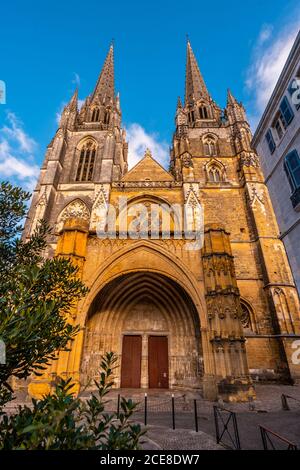 Closeup of the Cathedral of Saint Mary of Bayonne Stock Photo