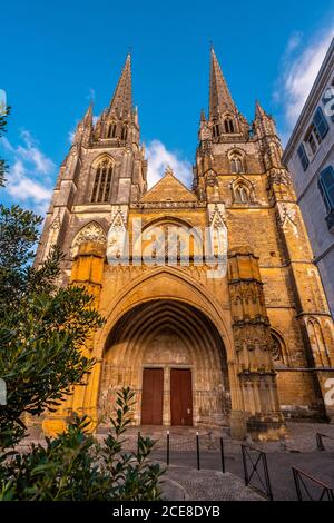 Closeup of the Cathedral of Saint Mary of Bayonne Stock Photo