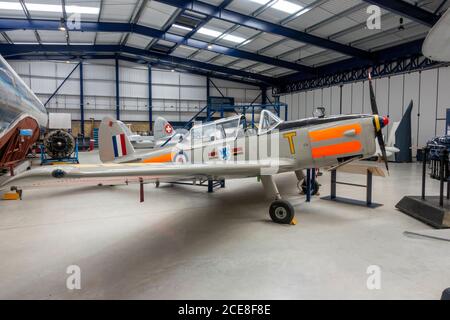 A Canada DH C1 Chipmunk T.Mk.10 on display in the De Havilland Museum, London Colney, UK. Stock Photo