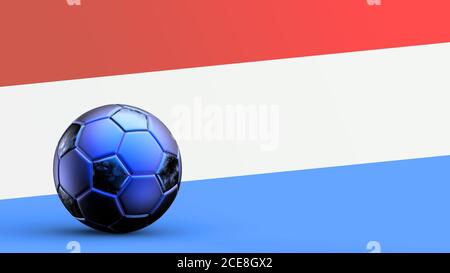 Flag of Netherlands with metal soccer ball, national soccer flag, soccer world cup, football european soccer, american and african championship, 3d re Stock Photo