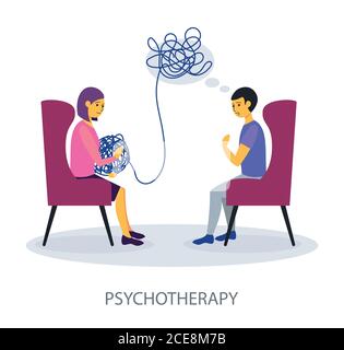 Psychotherapy concept on white background, flat design vector illustration Stock Vector