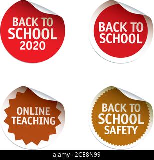 Set of vector stickers. Back to School. Vector emblem and logo Stock Vector