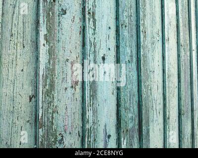 Turquoise wooden planks textured wall detail Stock Photo