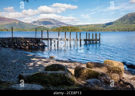 The View of Derwent Water from Brandelhow in the Lake District. Stock Photo