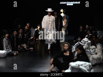 Qingdao, China's Shandong Province. 31st Aug, 2020. Models present creations during the 20th China (Qingdao) International Fashion Week in Qingdao, east China's Shandong Province, Aug. 31, 2020. Credit: Li Ziheng/Xinhua/Alamy Live News Stock Photo