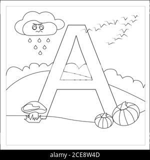 Children's letter coloring book. The letter a Stock Vector