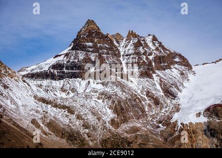 Beautiful peaks of mountains next to the Fitz Roy in Patagonia. Stock Photo