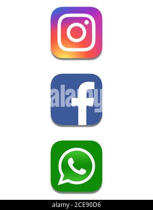 Facebook Instagram Whatsapp logo Stock Photo