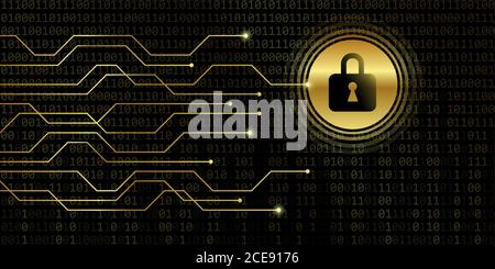 lock symbol on binary code background digital data vector illustration EPS10 Stock Vector