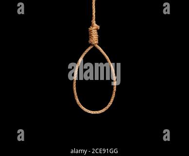 Brown jute rope with non slip mono knot, isolated on white background. High quality photo Stock Photo