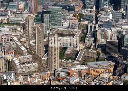 Aerial view of London featuring the Barbican Centre. Stock Photo