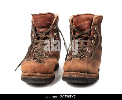 Used old boots  isolated on white background Stock Photo