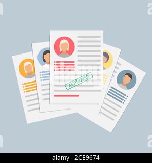 Job Application Forms And Curriculum Vitaes Lying Over Gray Background Stock Vector