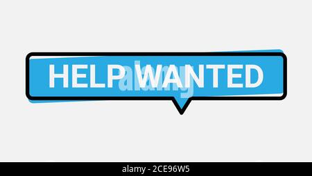 Help Wanted Text In Message Icon Over White Background, Vector Stock Vector