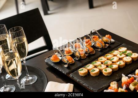 Wedding reception drinks and canape Stock Photo