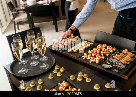 Wedding reception drinks and canape Stock Photo