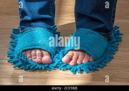 Floor cleaning slippers. Stock Photo