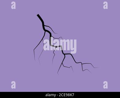 Silhouette Of A Thunder Lightning On A Lilac Background Stock Vector