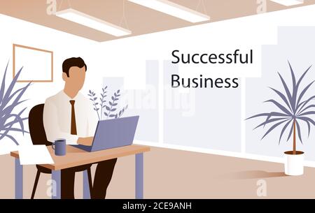 Young businessman is working in the office. Stock Vector
