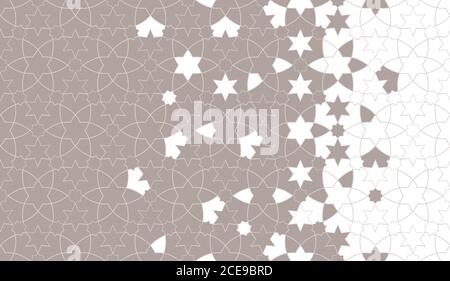 Arabesque vector background, pattern. Geometric halftone arabesque background with color tile disintegration Stock Vector