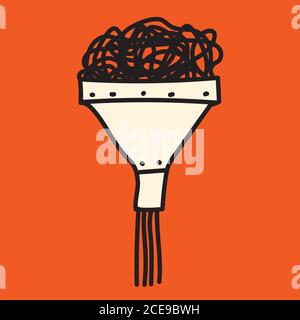 big data pipeline - information transformation funnel  hand drawn  illustration Stock Vector