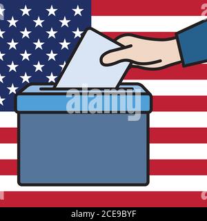 Voters hand putting envelope in ballot box Stock Vector