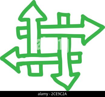 4 hand drawn   arrows forming a  hashtag Stock Vector