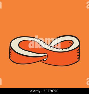 infinite loop going through itself - linocut style illustration Stock Vector