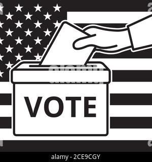 Voters hand putting envelope in ballot box Stock Vector