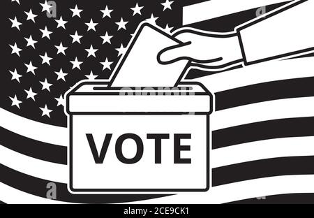 Voters hand putting envelope in ballot box Stock Vector