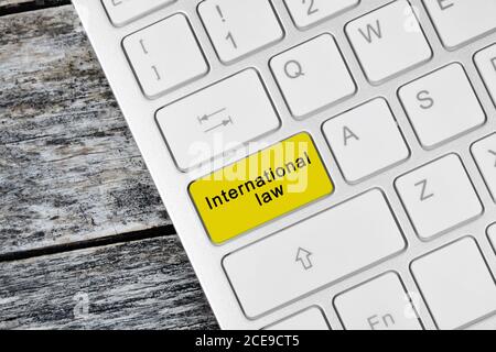 Politics concept: computer keyboard with word International Law close-up Stock Photo