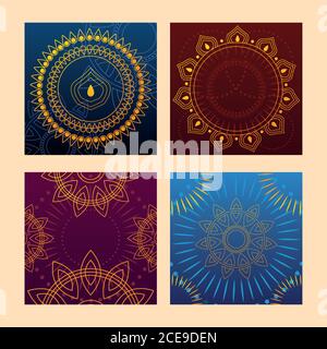 set of templates for cards, indian festival vector illustration design Stock Vector