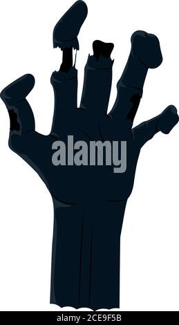 Scary zombie hand silhouette coming out from grave. Black shape of dead ...