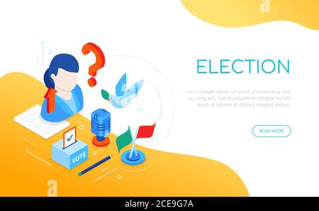 Election and voting - modern colorful isometric web banner Stock Vector