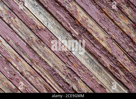 weathered old wooden fence in the garden Stock Photo