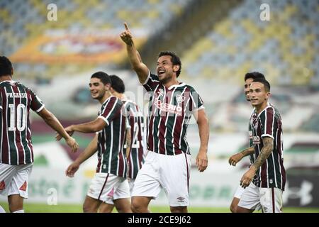 Rio de Janeiro-Brazil Fluminense player Fred celebrates his first