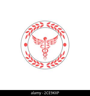 Caduceus doctor illustration vector logo design for medical and health care clinic and hospital icon. Stock Vector
