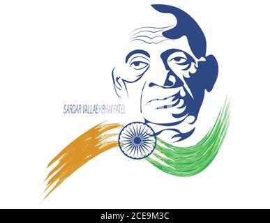 vector illustration of sardar vallabhbhai patel the iron man of india during independence 1947 sketch with tricolor indian flag 2ce9m3c