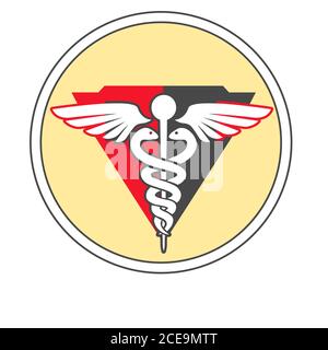 Caduceus doctor illustration vector logo design for medical and health care clinic and hospital icon. Stock Vector