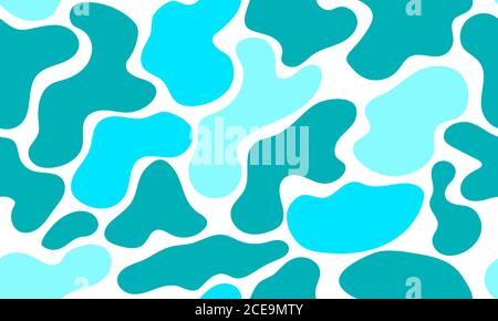 Water drops, seamless pattern with blue organic shapes Stock Vector