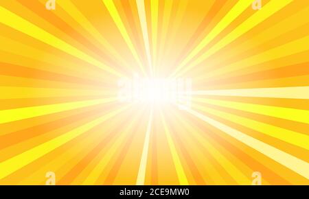 Yellow sun rays. Summer banner with burst Stock Vector