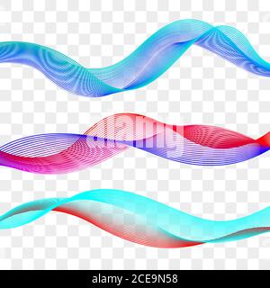 Set of wavy design elements. Curved moving lines Stock Vector