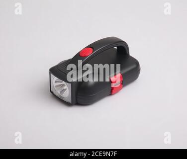 Black flashlight isolated on white background Stock Photo
