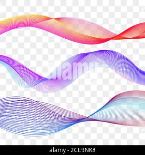 Set of wavy design elements. Curved moving lines. Abstract stylish design elements Stock Vector