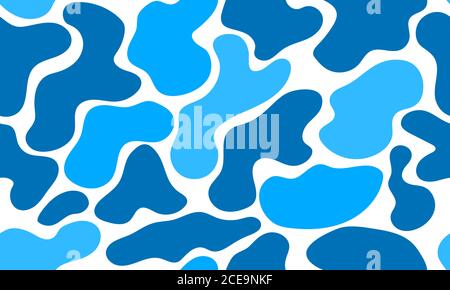 Water drops, seamless pattern with blue organic shapes. Surface of liquid, background with drops Stock Vector