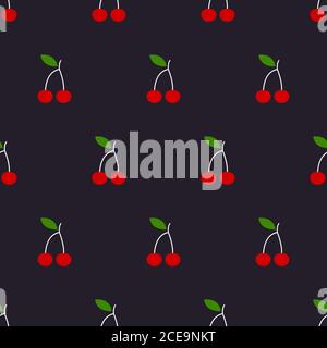Seamless cherry simple abstract pattern. Background with berries for textiles Stock Vector
