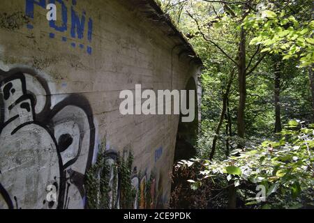 abandoned collapsed bridge Ummigsbachtalbrücke Stock Photo